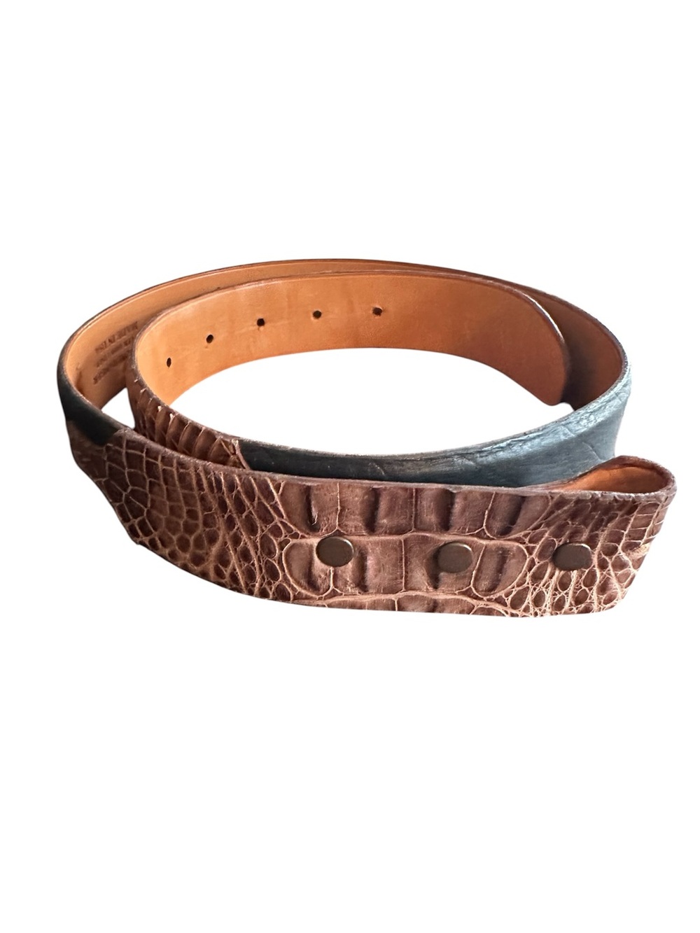 Black Leather and crocodile or alligator belt size 30 J. Hambleton logo
